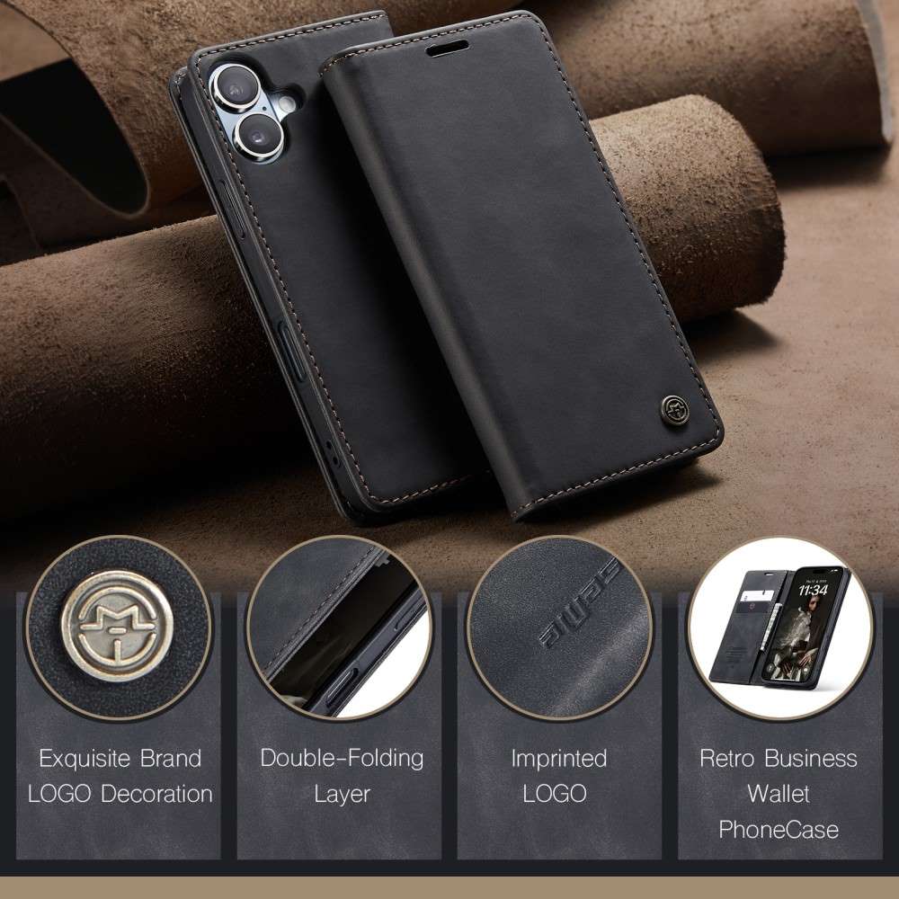 CASEME Handy Tasche für Apple iPhone 16 Wallet 013 Series Klapp Hülle Business