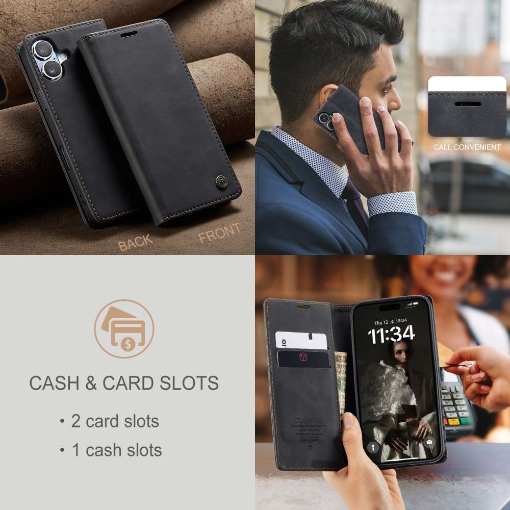 CASEME Handy Tasche für Apple iPhone 16 Wallet 013 Series Klapp Hülle Business