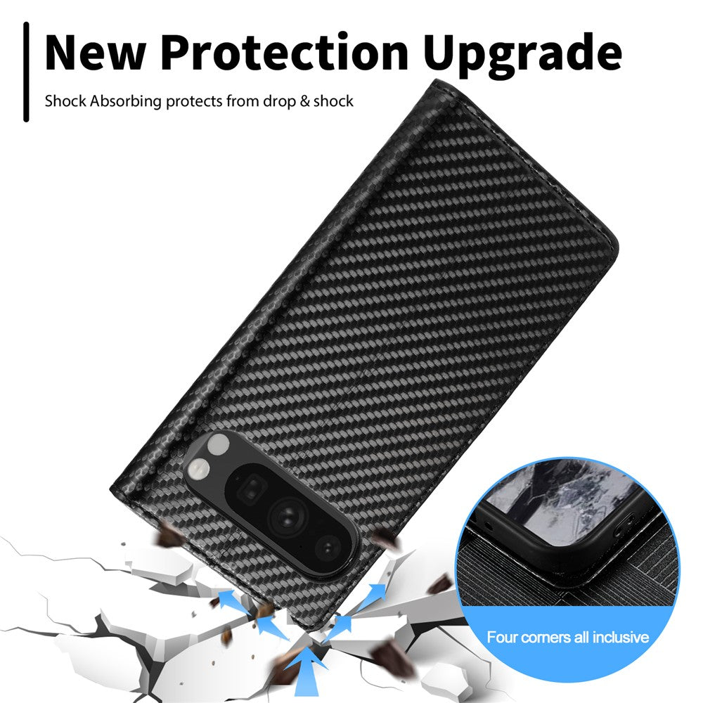 LC.IMEEKE Handy Tasche für Google Pixel 10 PRO XL Carbon Wallet Stripe Hülle