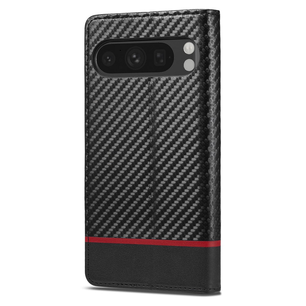 LC.IMEEKE Handy Tasche für Google Pixel 10 | 10 PRO Carbon Wallet Stripe Hülle