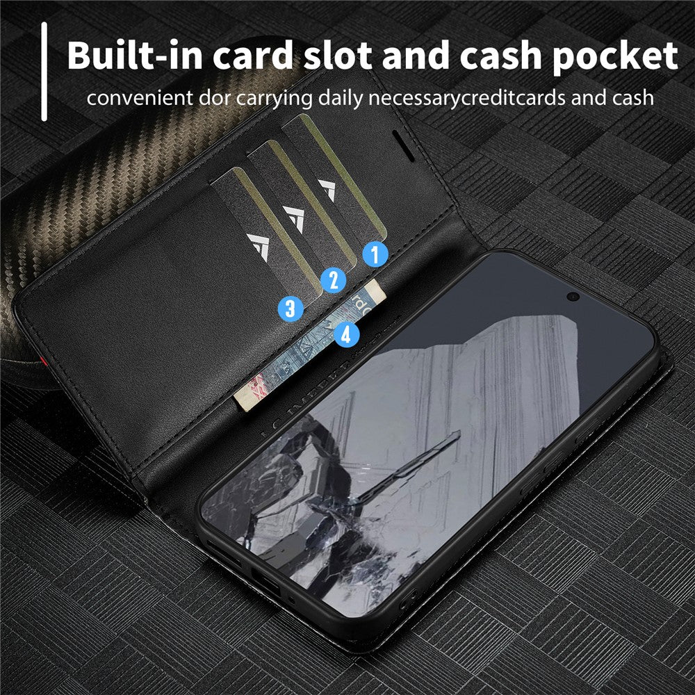 LC.IMEEKE Handy Tasche für Google Pixel 10 | 10 PRO Carbon Wallet Stripe Hülle