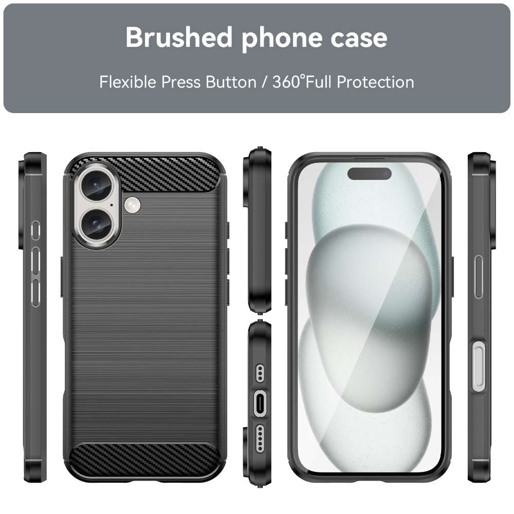 TPU Hülle für Apple iPhone 16 Carbon Fiber Skin Brushed Schutzcover Soft Case