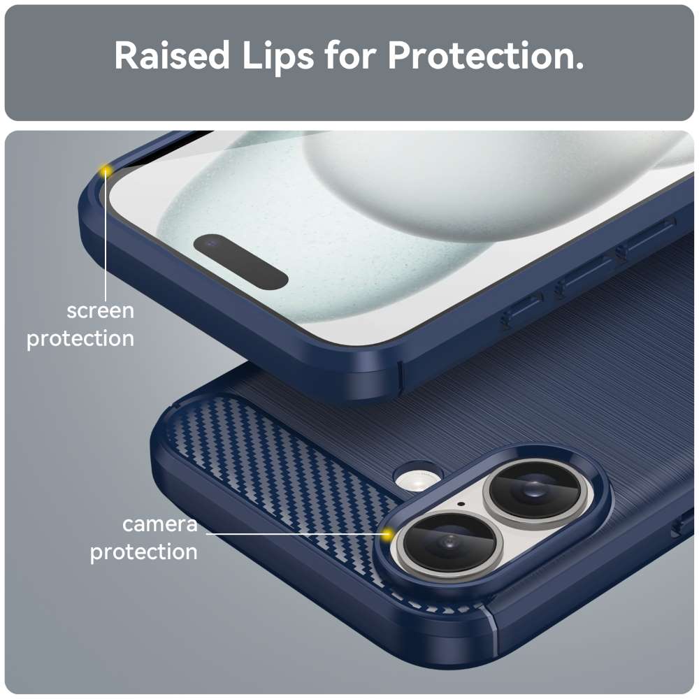 TPU Hülle für Apple iPhone 16 Carbon Fiber Skin Brushed Schutzcover Soft Case