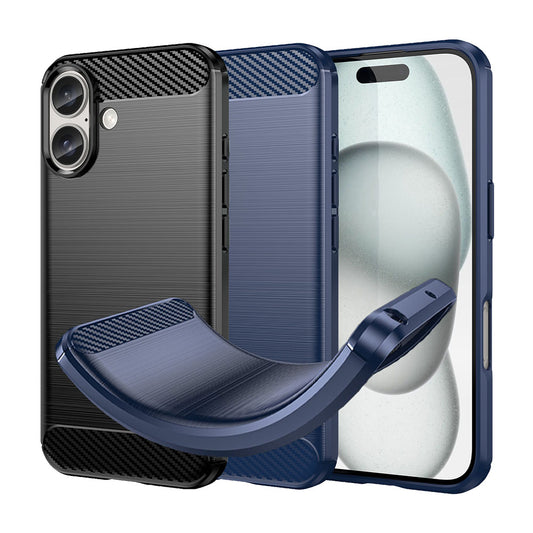 TPU Hülle für Apple iPhone 16 Carbon Fiber Skin Brushed Schutzcover Soft Case