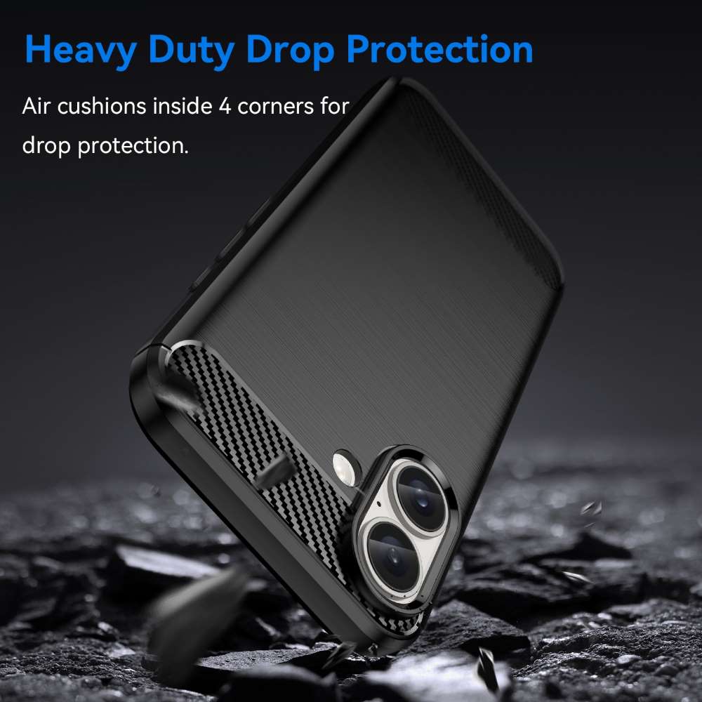 TPU Hülle für Apple iPhone 16 Carbon Fiber Skin Brushed Schutzcover Soft Case