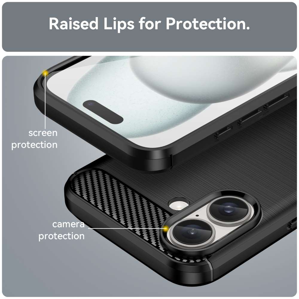 TPU Hülle für Apple iPhone 16 Carbon Fiber Skin Brushed Schutzcover Soft Case