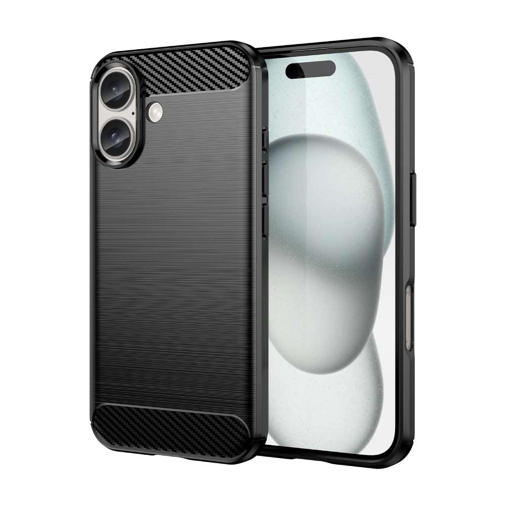 TPU Hülle für Apple iPhone 16 Carbon Fiber Skin Brushed Schutzcover Soft Case