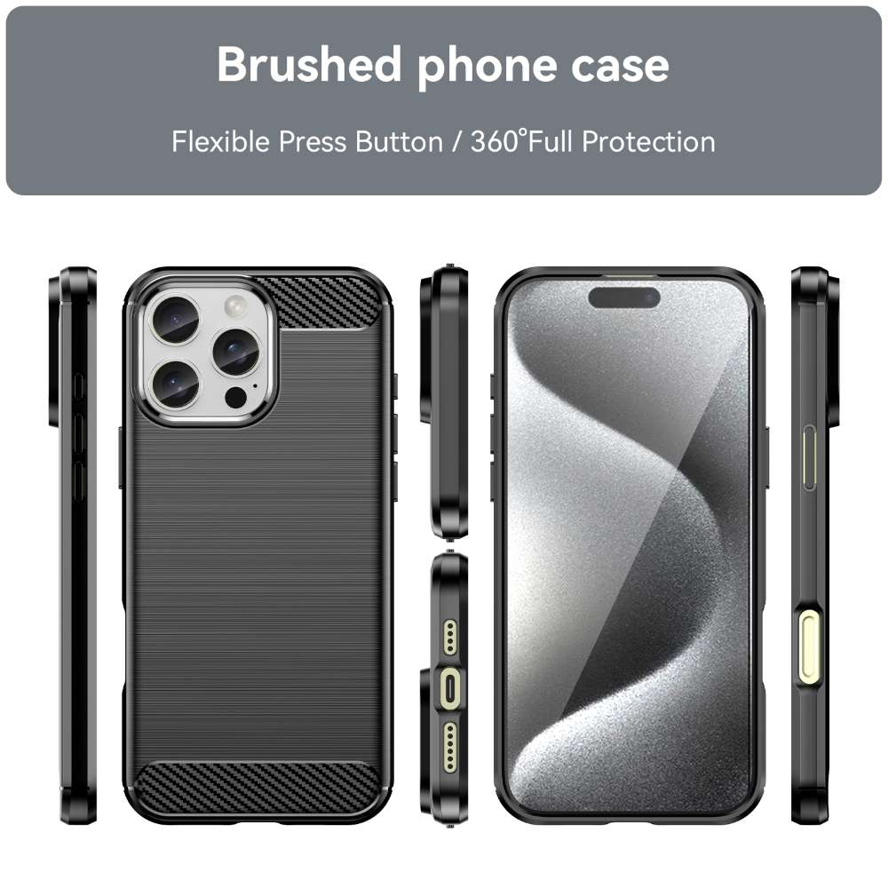 TPU Hülle für Apple iPhone 16 PRO MAX Carbon Fiber Skin Brushed Schutzcover Case