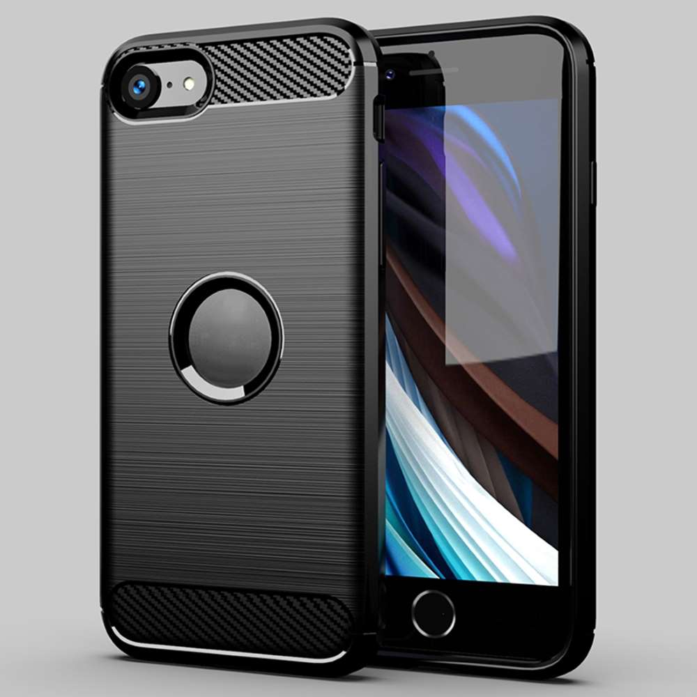 TPU Hülle für Apple iPhone SE 2020 2022 Carbon Fiber Skin Brushed Schutzcover