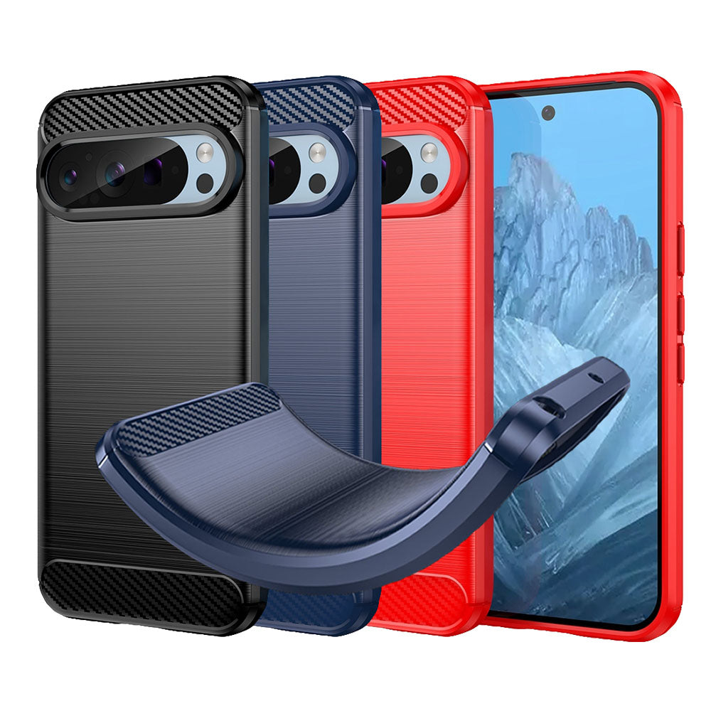 TPU Hülle für Google Pixel 9 9 PRO Carbon Fiber Skin Brushed Schutzcover Case