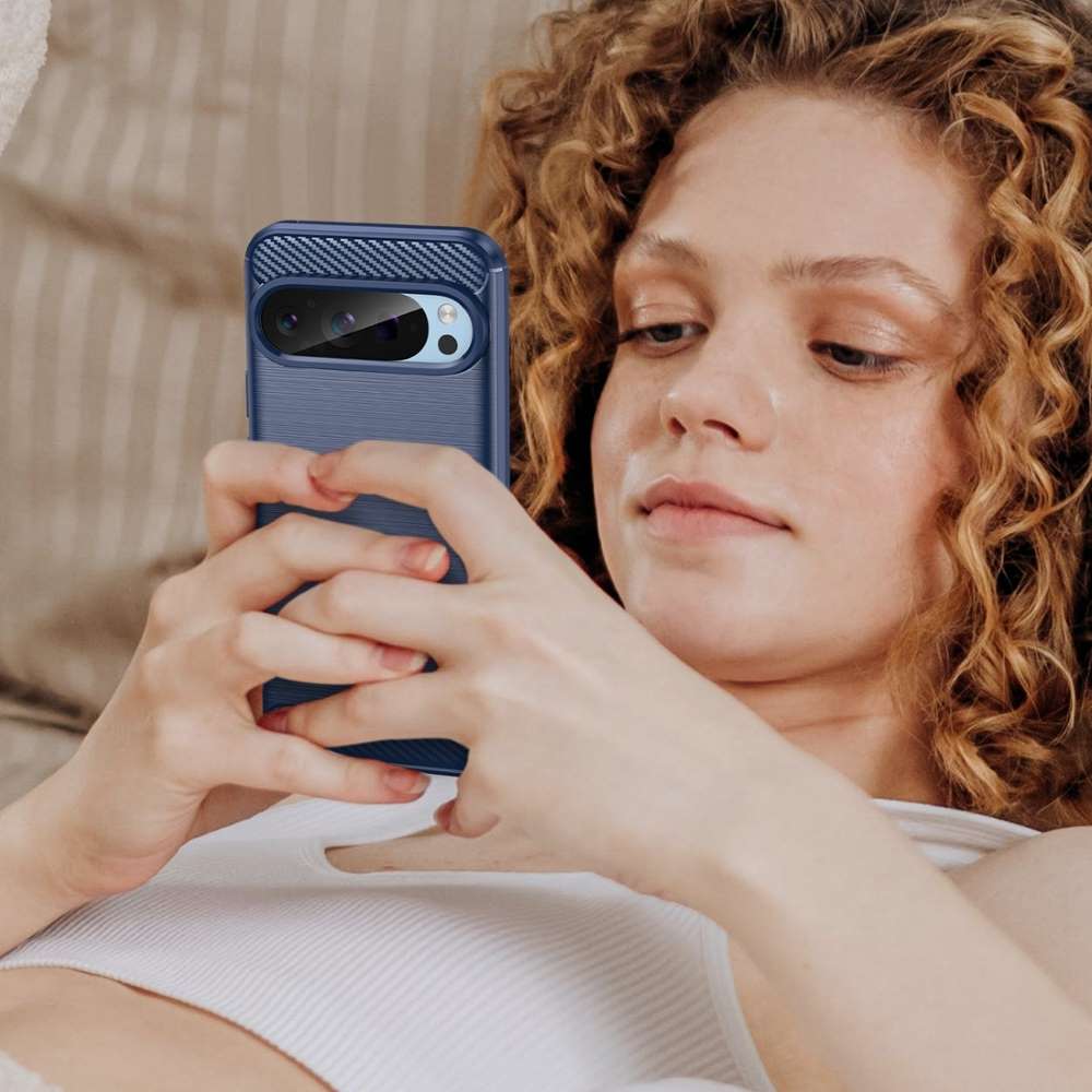 TPU Hülle für Google Pixel 9 9 PRO Carbon Fiber Skin Brushed Schutzcover Case