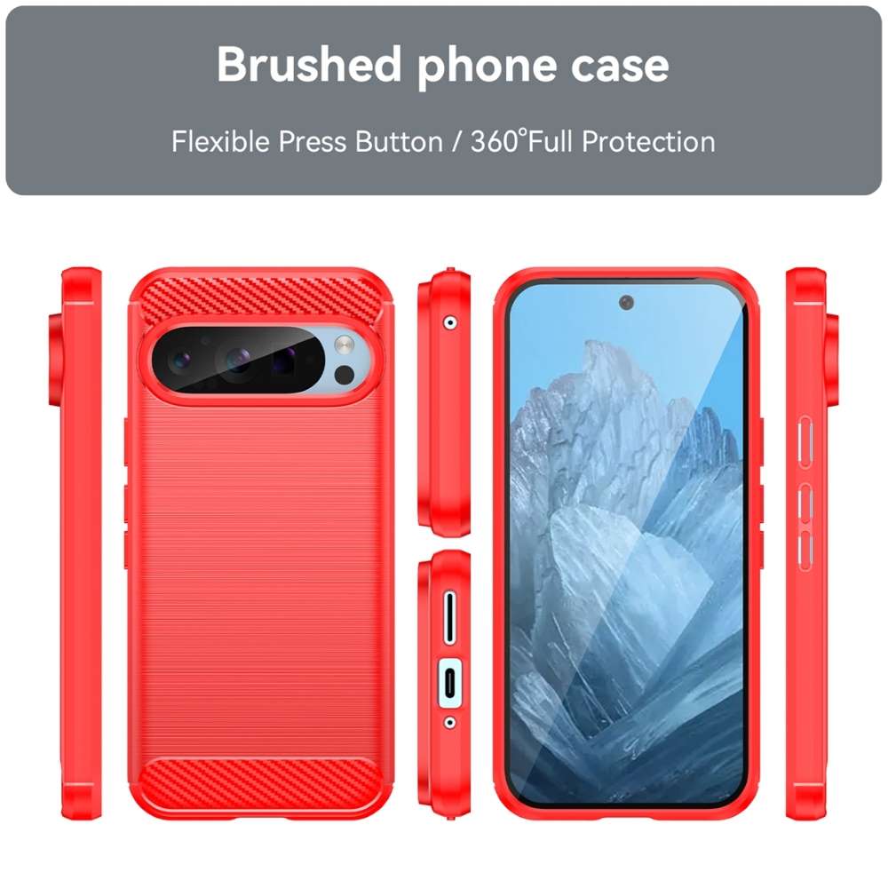 TPU Hülle für Google Pixel 9 9 PRO Carbon Fiber Skin Brushed Schutzcover Case