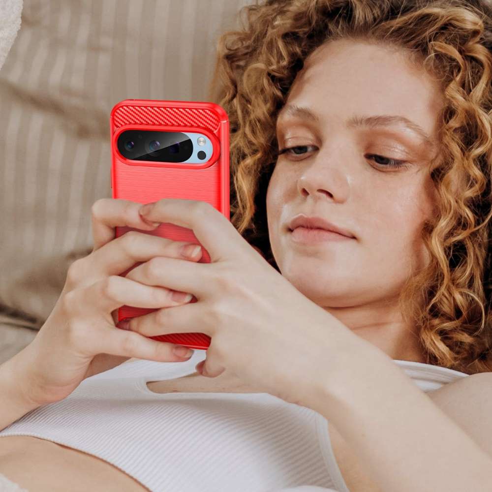 TPU Hülle für Google Pixel 9 9 PRO Carbon Fiber Skin Brushed Schutzcover Case