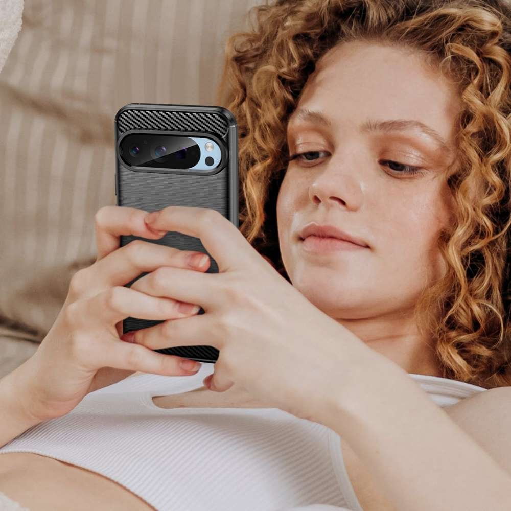 TPU Hülle für Google Pixel 9 9 PRO Carbon Fiber Skin Brushed Schutzcover Case