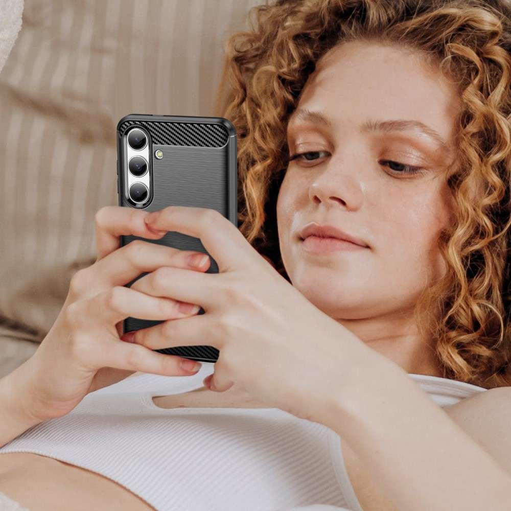 TPU Hülle für Samsung Galaxy S25 Carbon Fiber Skin Brushed Schutzcover Soft Case