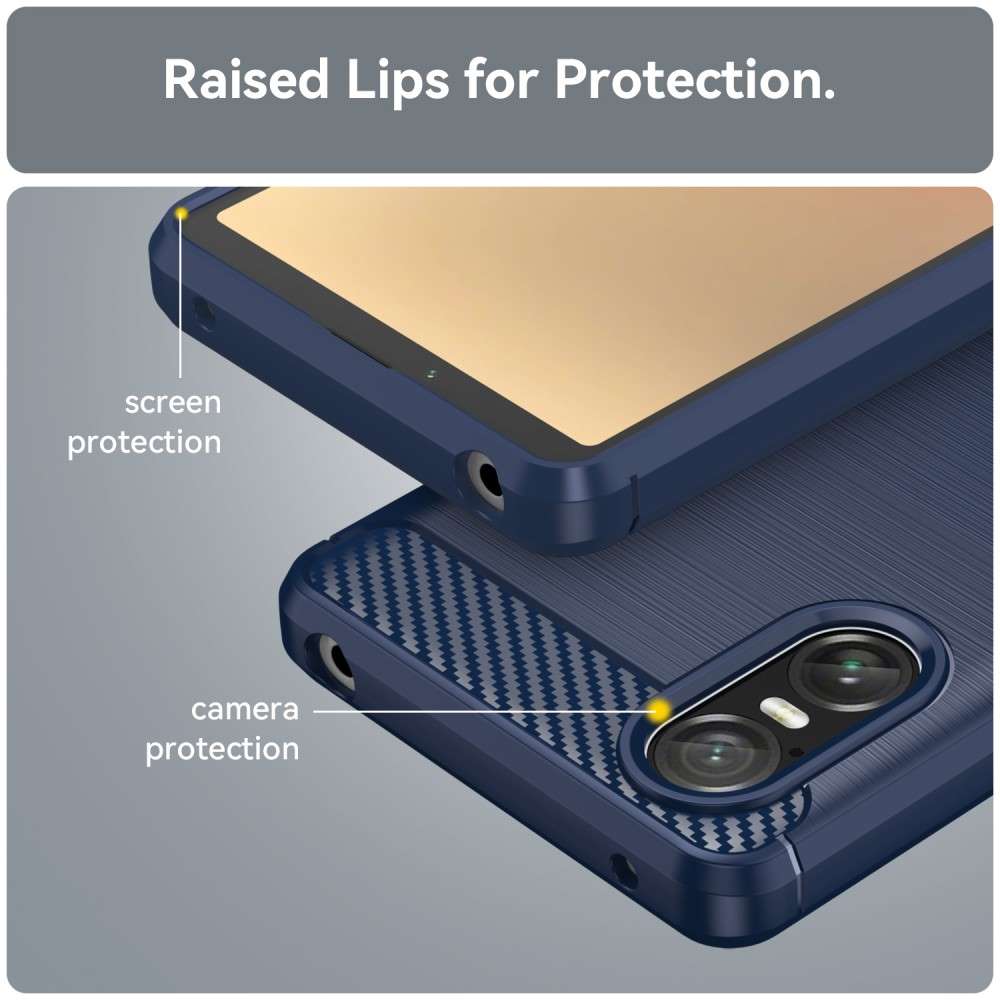 TPU Hülle für Sony Xperia 10 VI Carbon Fiber Skin Brushed Schutzcover Soft Case