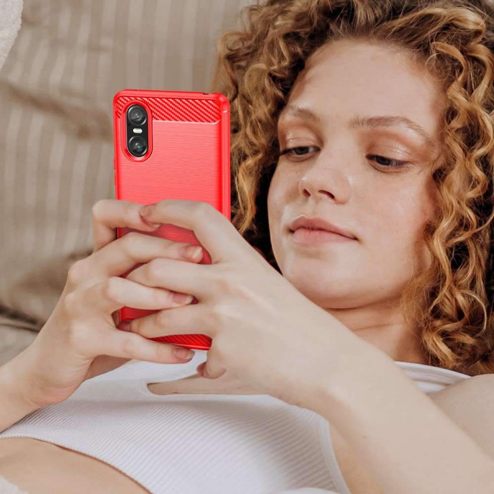 TPU Hülle für Sony Xperia 10 VI Carbon Fiber Skin Brushed Schutzcover Soft Case