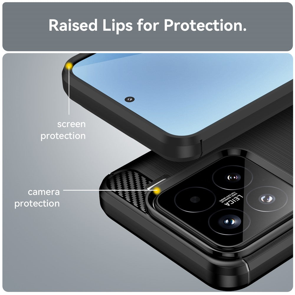 TPU Hülle für Xiaomi 15 Carbon Fiber Skin Brushed Schutz Backcover Soft Case