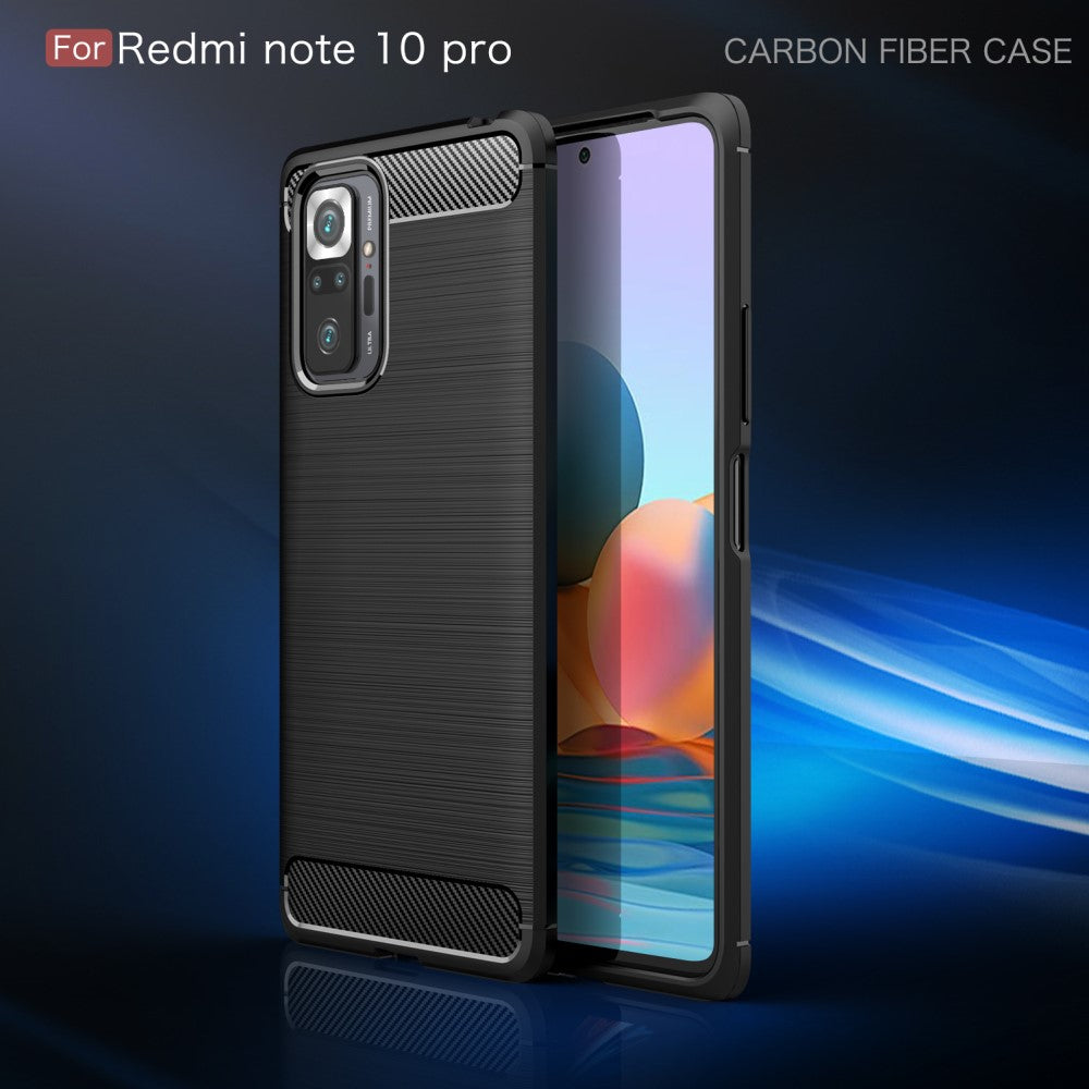 TPU Case für XIAOMI REDMI NOTE 10 PRO Carbon Fiber Skin Brushed Schutz Hülle