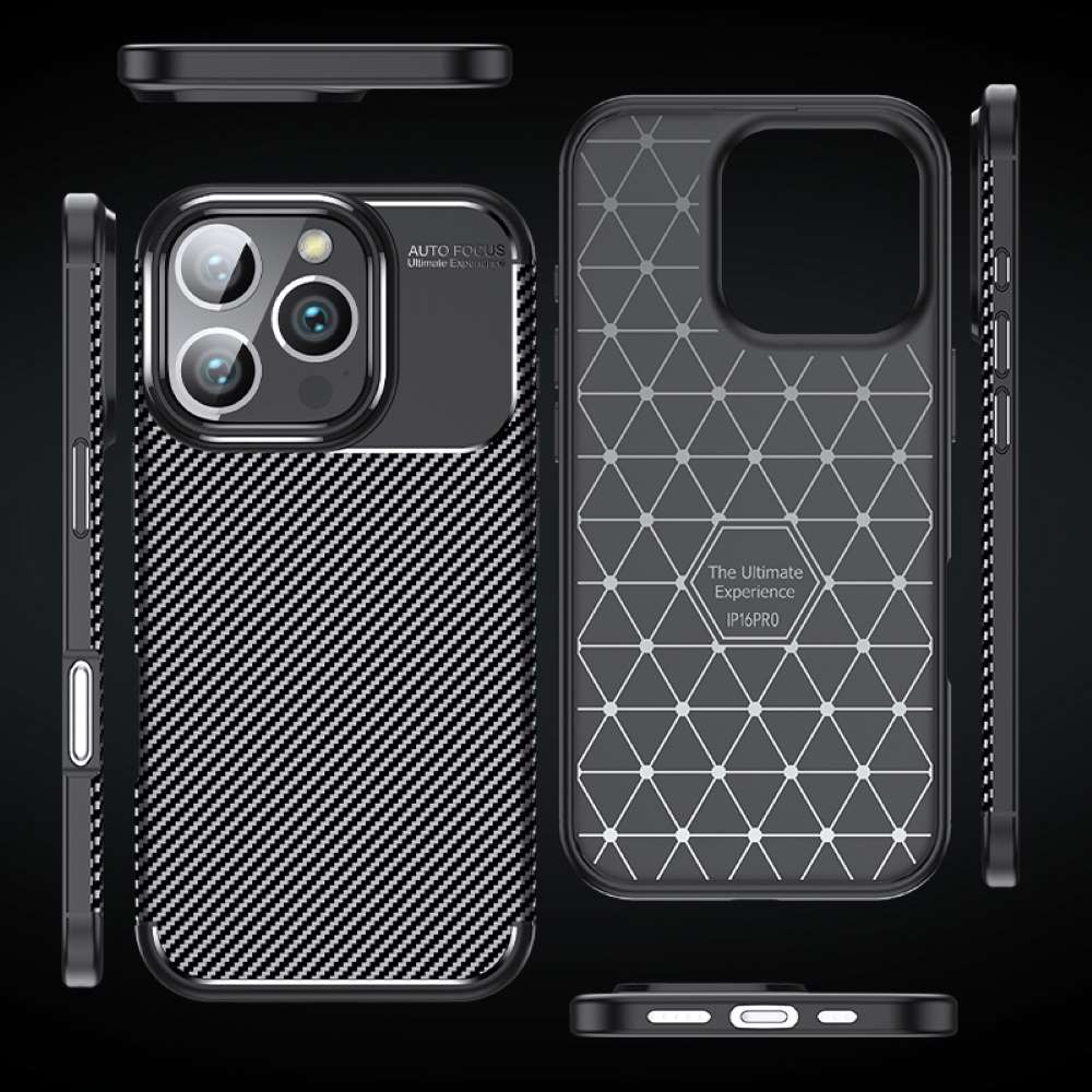 TPU Hülle für Apple iPhone 16 PRO MAX Carbon Fiber Muster Shockproof Cover Case