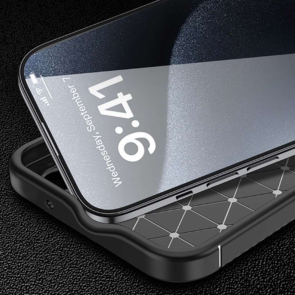 TPU Hülle für Apple iPhone 16 Carbon Fiber Muster Shockproof Back Cover Case
