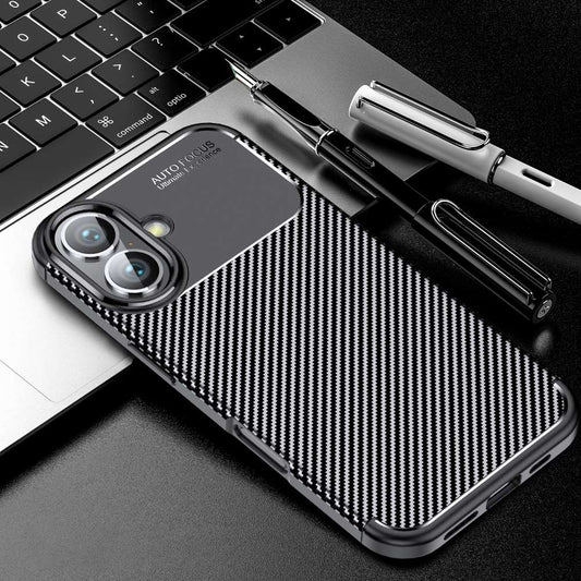 TPU Hülle für Apple iPhone 16 Carbon Fiber Muster Shockproof Back Cover Case