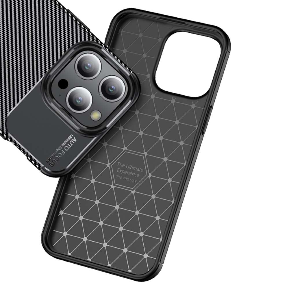 TPU Hülle für Apple iPhone 15 PRO MAX Carbon Fiber Muster Shockproof Cover Case