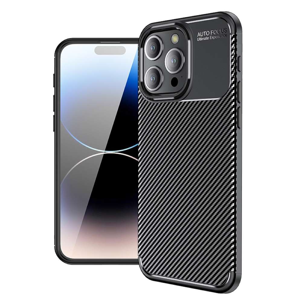 TPU Hülle für Apple iPhone 15 PRO Carbon Fiber Muster Shockproof Back Cover Case