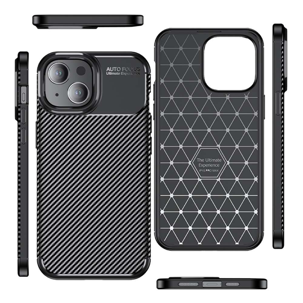 TPU Hülle für Apple iPhone 15 Carbon Fiber Muster Shockproof Back Cover Case
