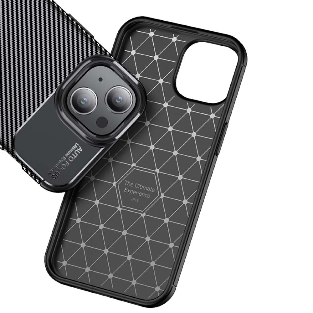 TPU Hülle für Apple iPhone 15 Carbon Fiber Muster Shockproof Back Cover Case