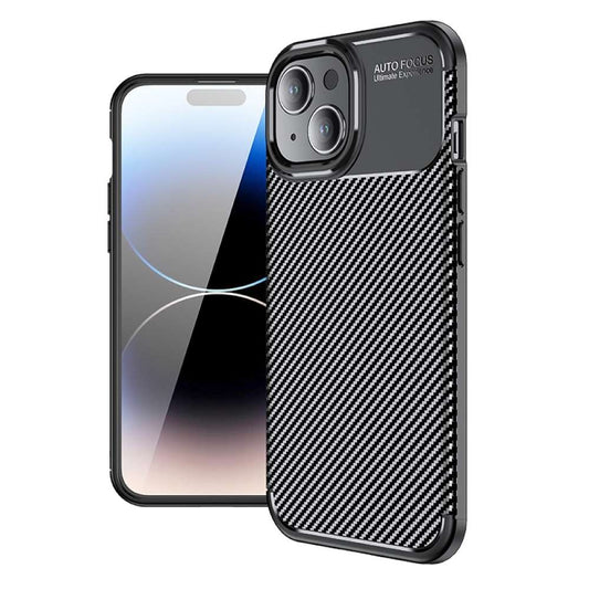 TPU Hülle für Apple iPhone 15 Carbon Fiber Muster Shockproof Back Cover Case