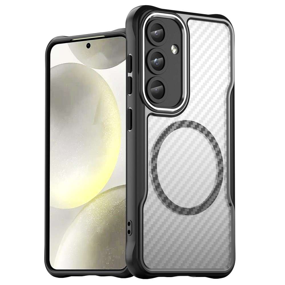 Hybrid Hülle für Samsung Galaxy S25 Carbon MagSafe Shockproof TPU PC Handy Cover