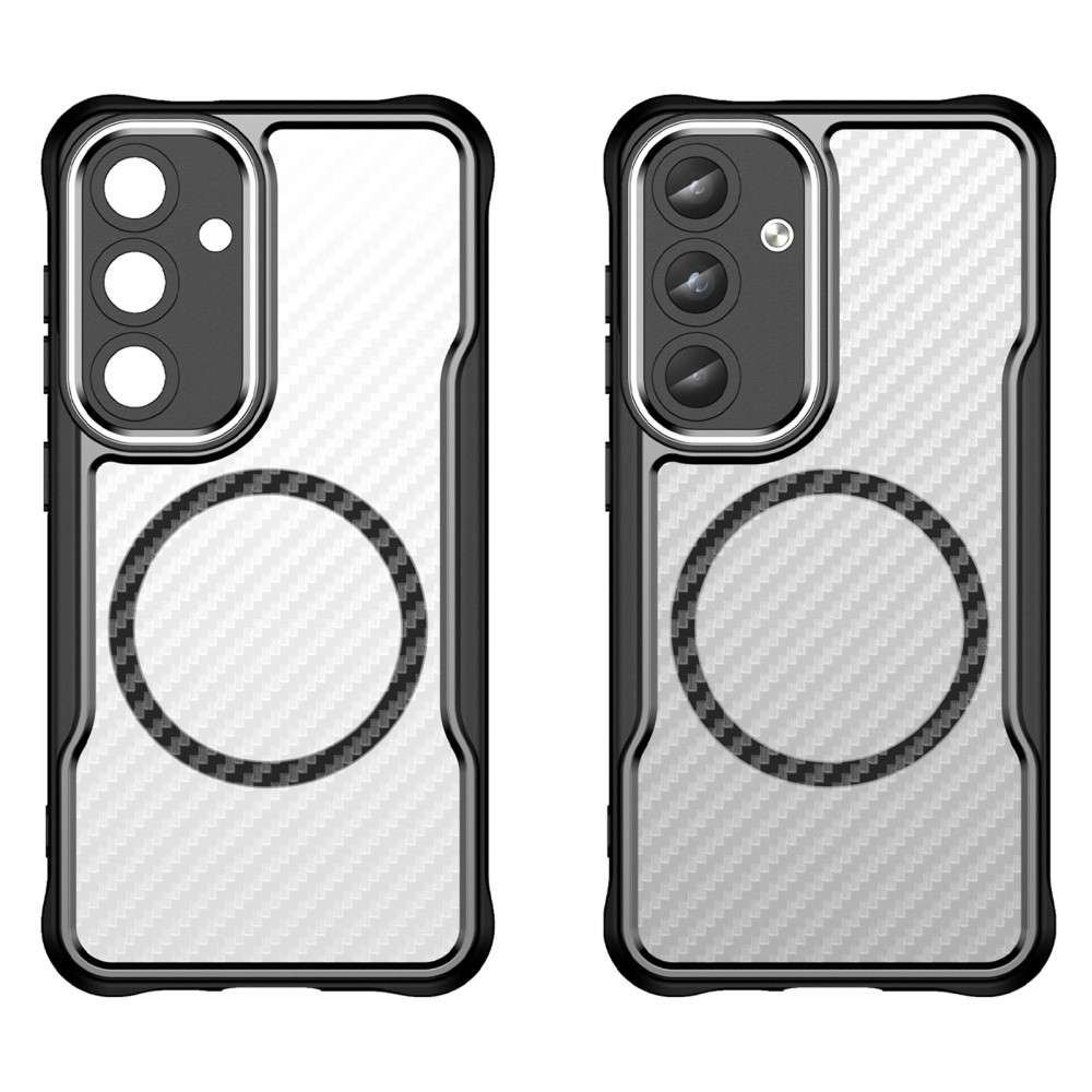 Hybrid Hülle für Samsung Galaxy S25 Carbon MagSafe Shockproof TPU PC Handy Cover