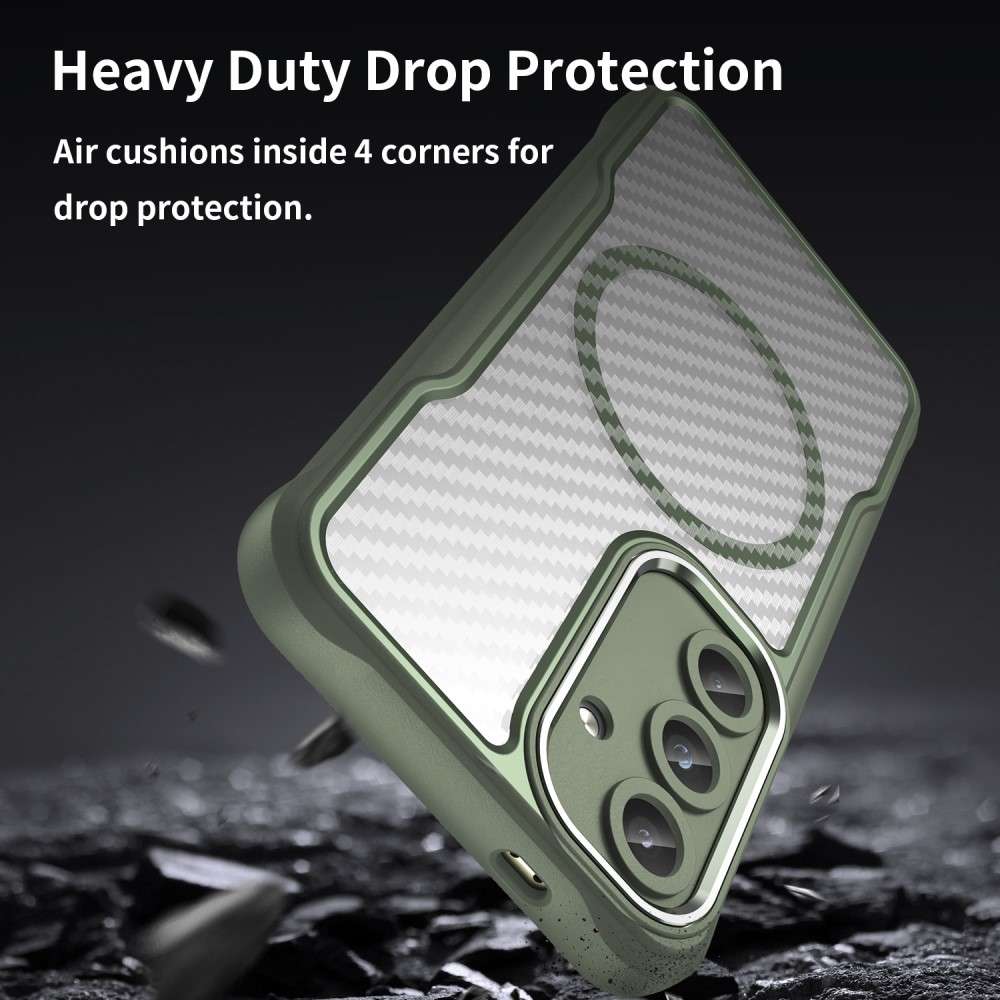 Hybrid Hülle für Samsung Galaxy S25 Carbon MagSafe Shockproof TPU PC Handy Cover