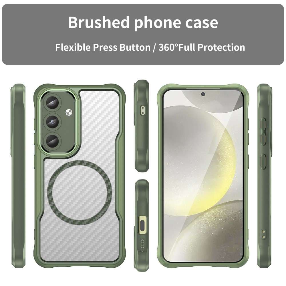 Hybrid Hülle für Samsung Galaxy S25 Carbon MagSafe Shockproof TPU PC Handy Cover