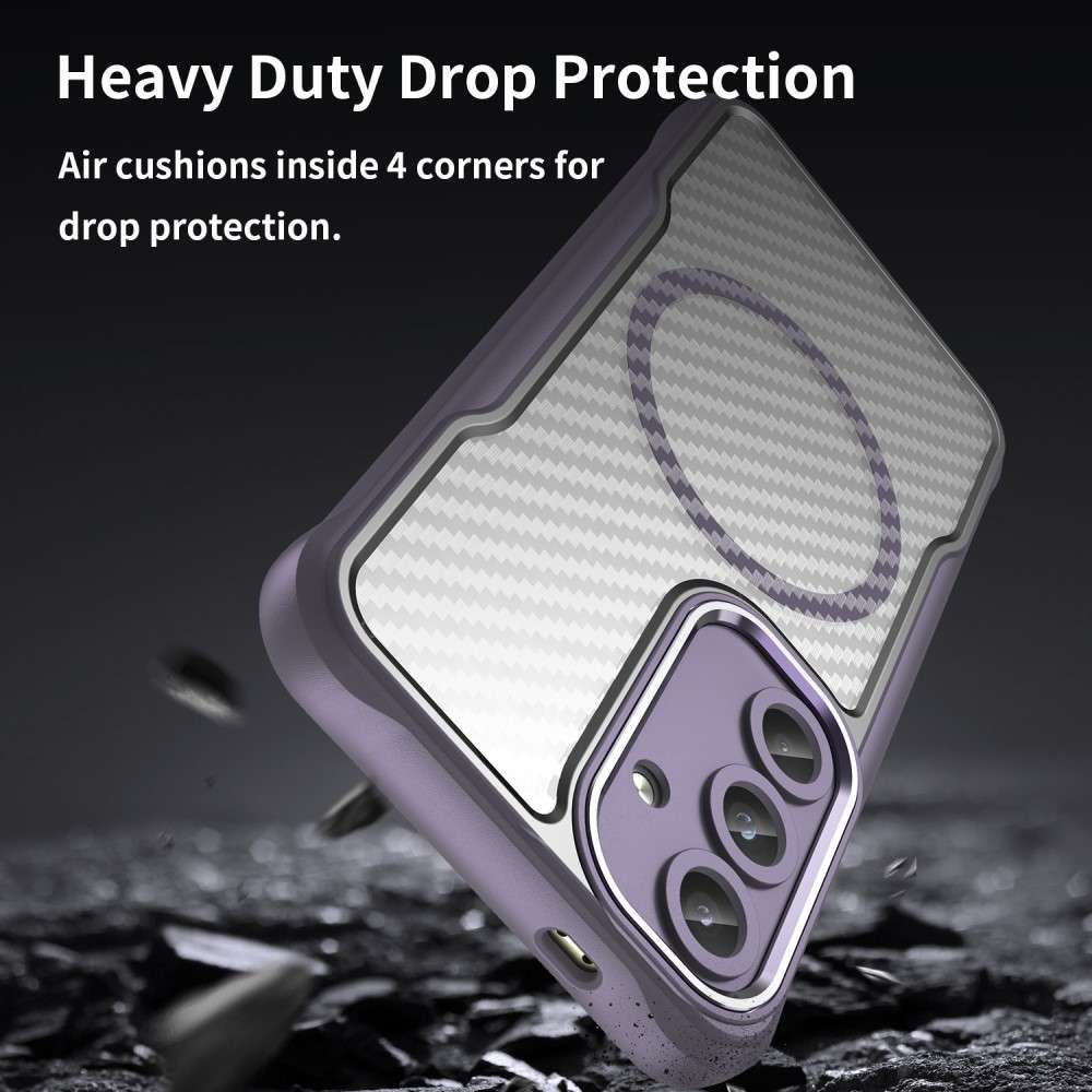 Hybrid Hülle für Samsung Galaxy S25 Carbon MagSafe Shockproof TPU PC Handy Cover