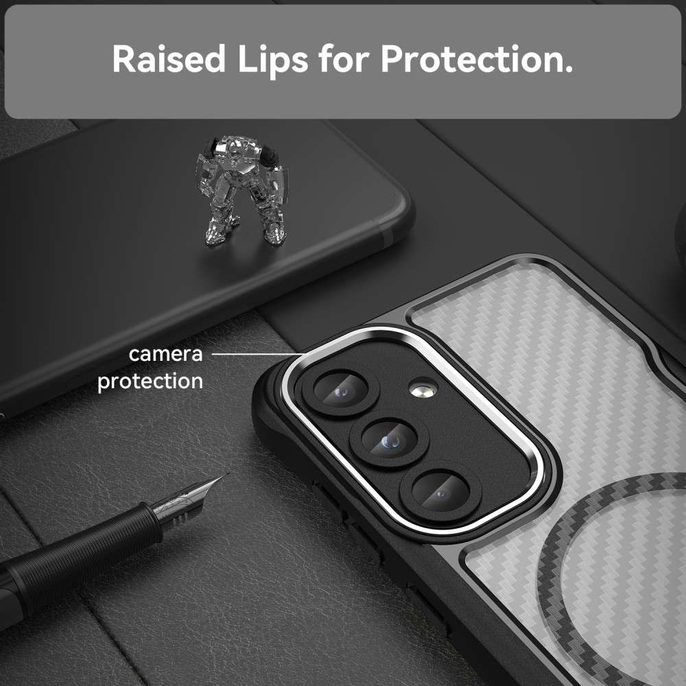 Hybrid Hülle für Samsung Galaxy S25 Carbon MagSafe Shockproof TPU PC Handy Cover