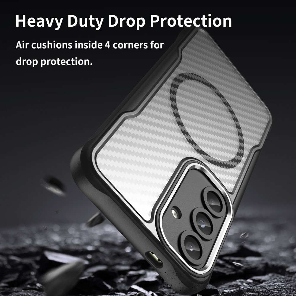 Hybrid Hülle für Samsung Galaxy S25 Carbon MagSafe Shockproof TPU PC Handy Cover