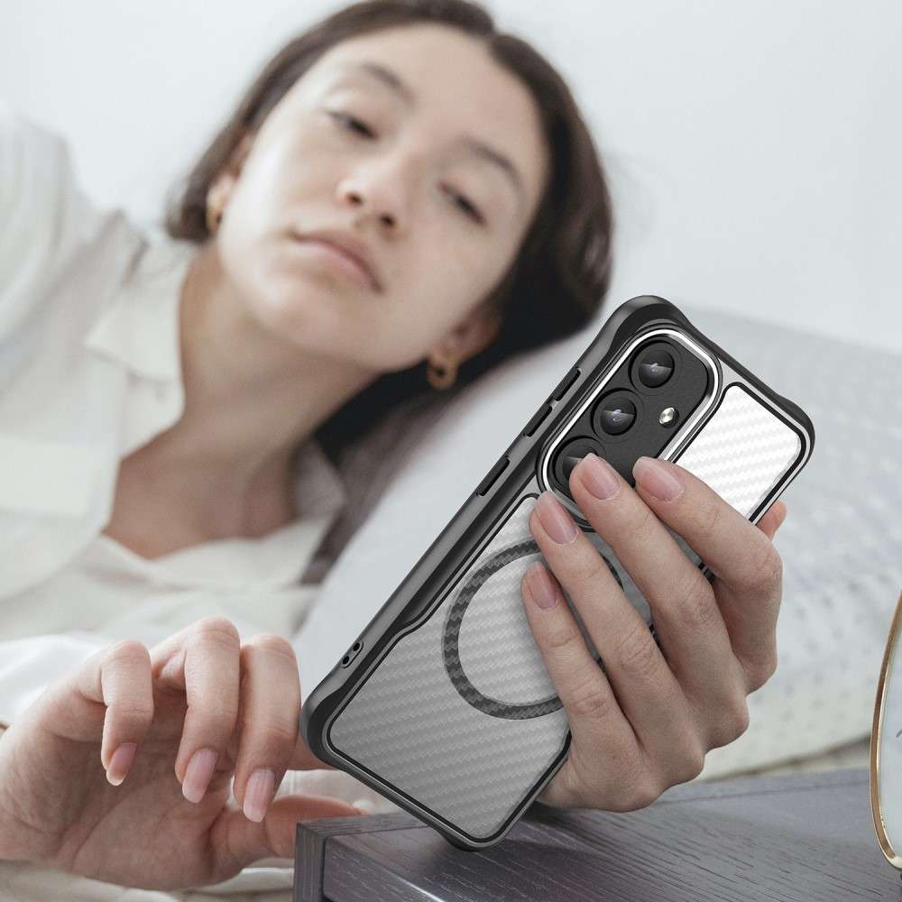 Hybrid Hülle für Samsung Galaxy S25 Carbon MagSafe Shockproof TPU PC Handy Cover