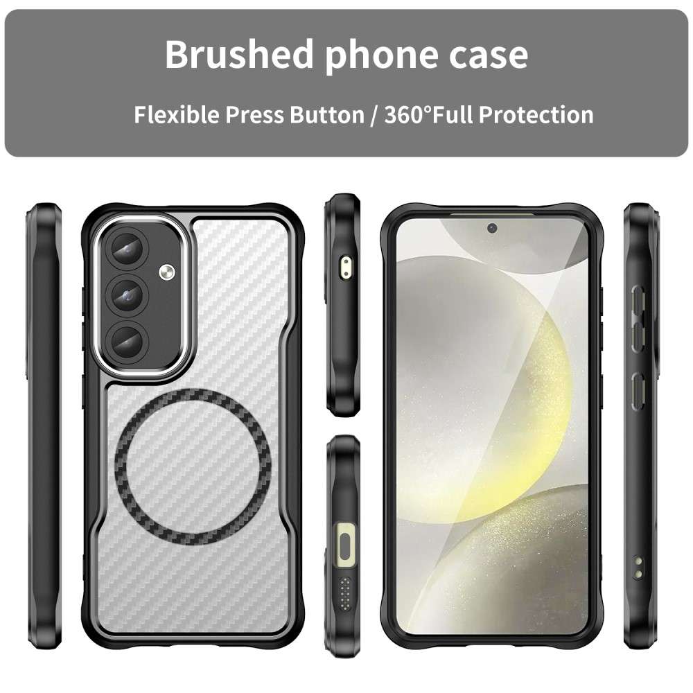 Hybrid Hülle für Samsung Galaxy S25 Carbon MagSafe Shockproof TPU PC Handy Cover