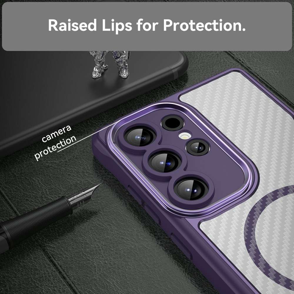 Hybrid Hülle für Samsung Galaxy S25 ULTRA Carbon MagSafe Shockproof TPU Cover