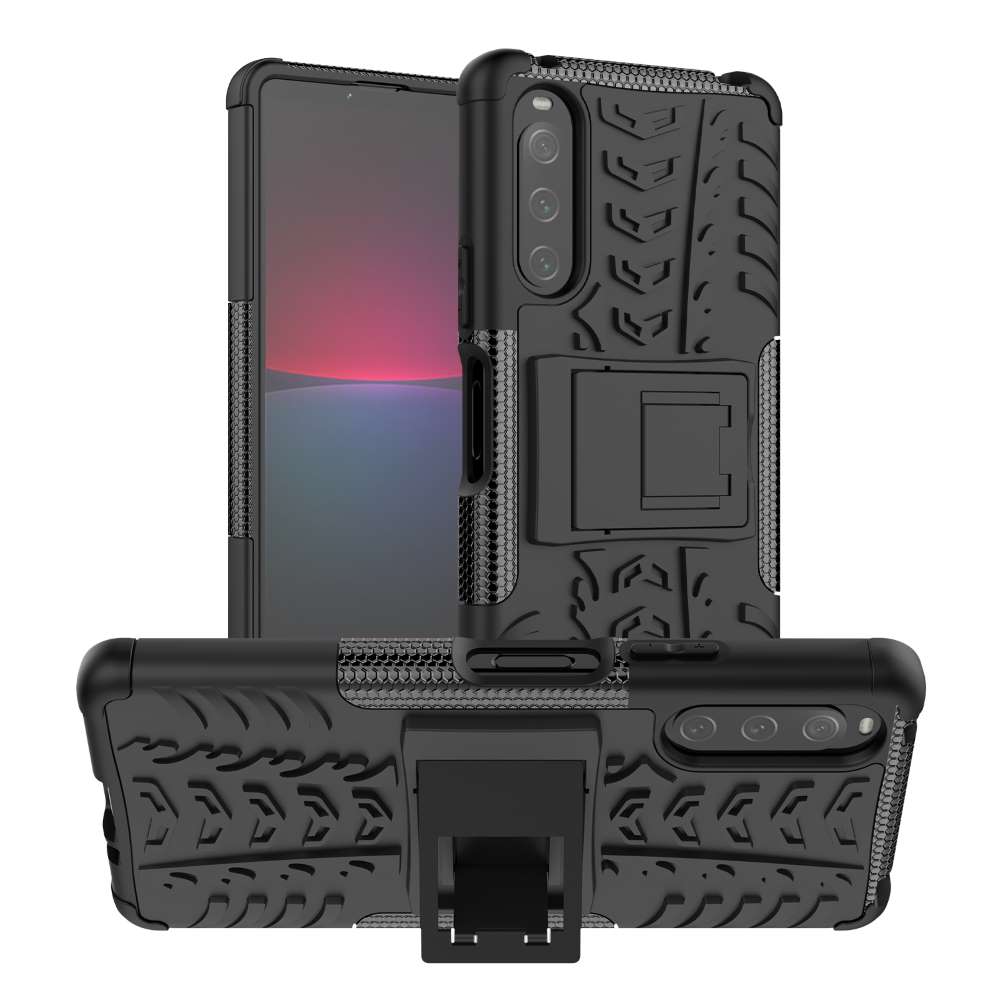 Outdoor Hülle für Sony Xperia 10 IV Tire Rutschfest Kickstand PC TPU Cover Case