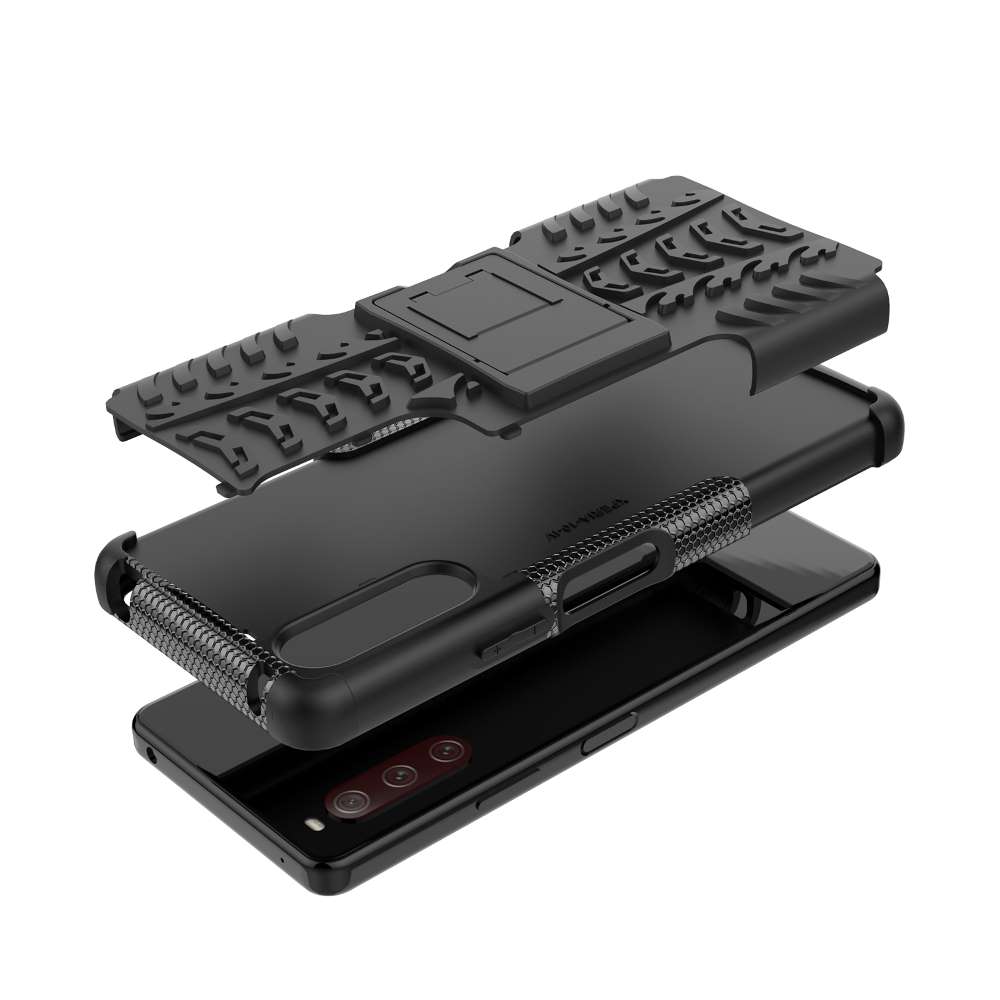 Outdoor Hülle für Sony Xperia 10 IV Tire Rutschfest Kickstand PC TPU Cover Case