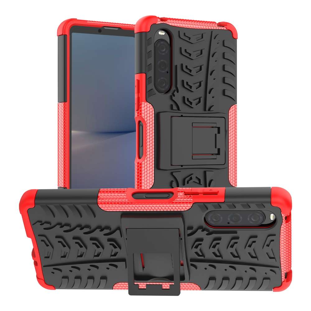Outdoor Hülle für Sony Xperia 10 V Tire Rutschfest Kickstand PC TPU Cover Case