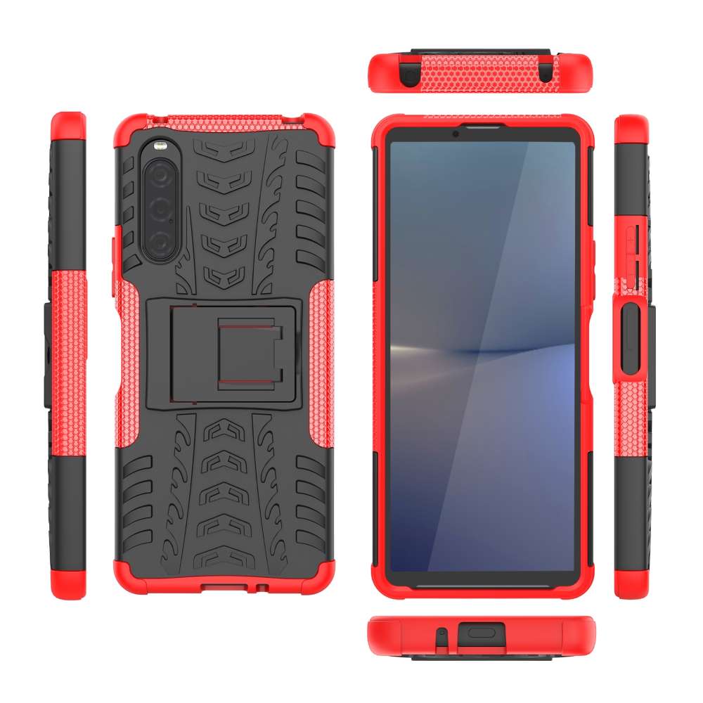 Outdoor Hülle für Sony Xperia 10 V Tire Rutschfest Kickstand PC TPU Cover Case
