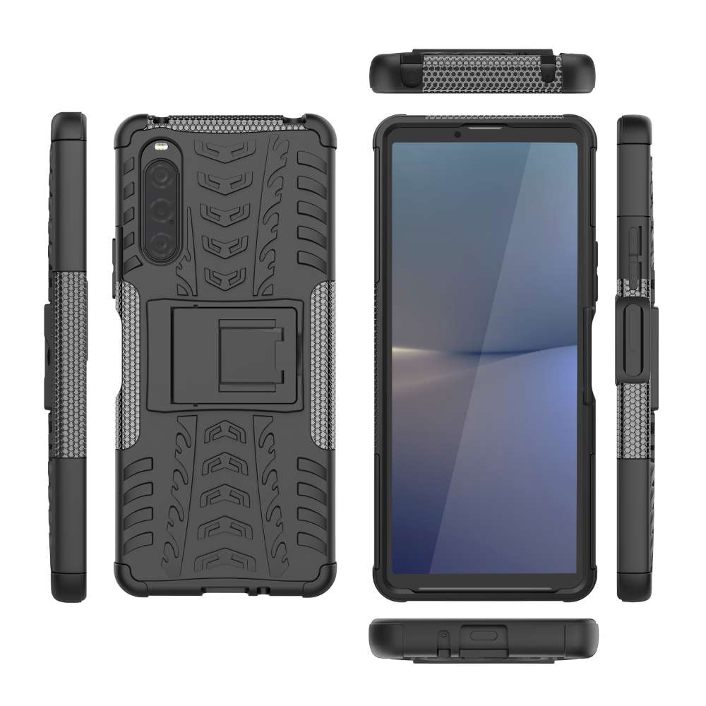 Outdoor Hülle für Sony Xperia 10 V Tire Rutschfest Kickstand PC TPU Cover Case