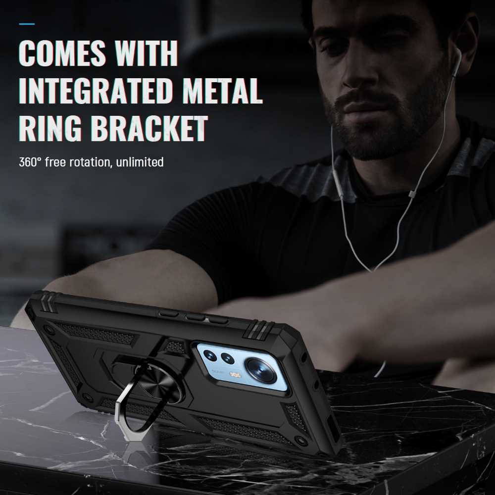 Outdoor Case für XIAOMI 12 12X TPU Hybrid Sergeant Armor Metall Ring Hülle Cover