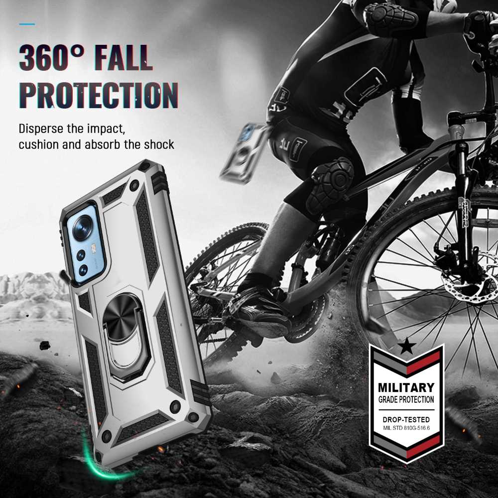 Outdoor Case für XIAOMI 12 12X TPU Hybrid Sergeant Armor Metall Ring Hülle Cover