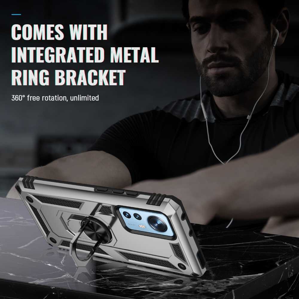 Outdoor Case für XIAOMI 12 12X TPU Hybrid Sergeant Armor Metall Ring Hülle Cover