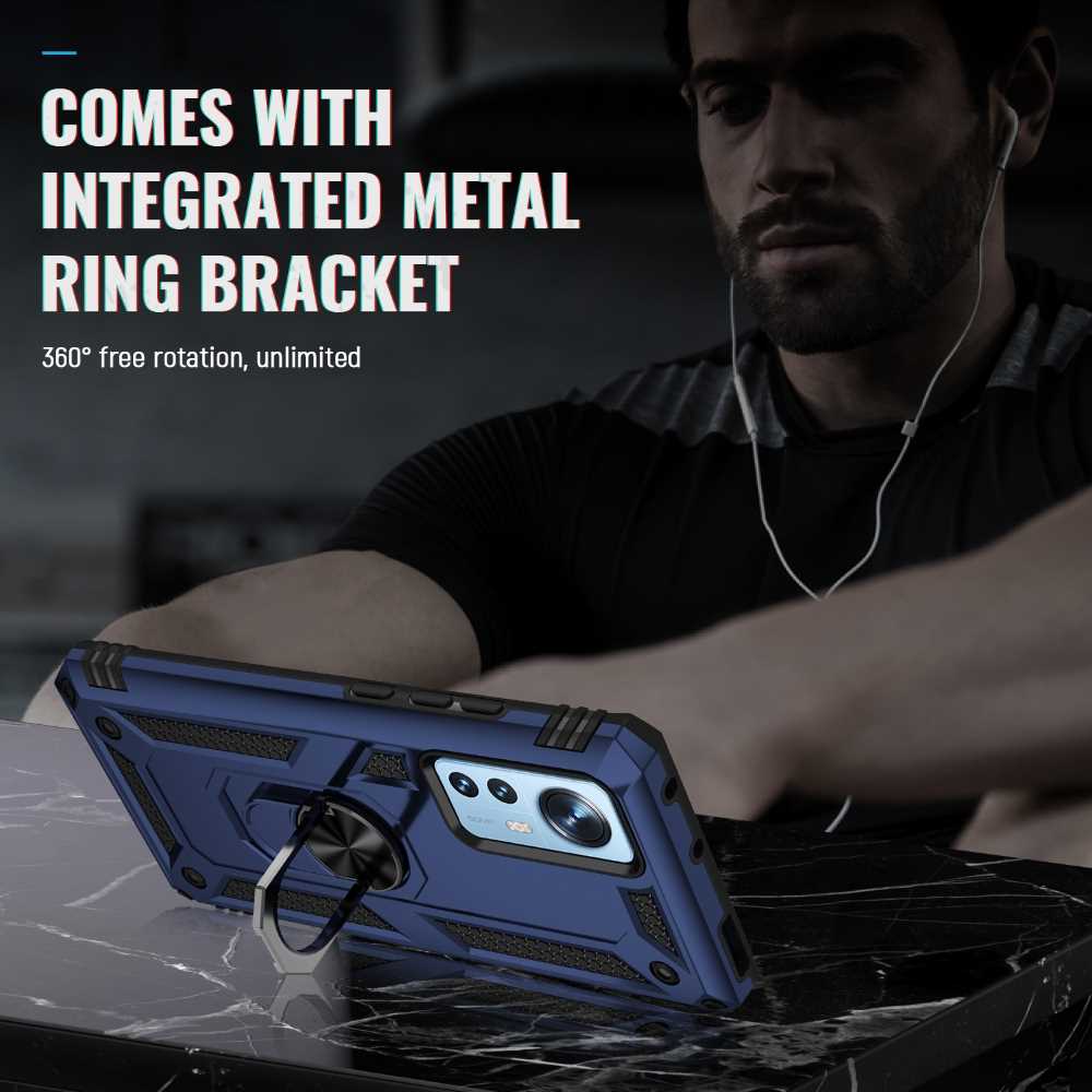Outdoor Case für XIAOMI 12 12X TPU Hybrid Sergeant Armor Metall Ring Hülle Cover